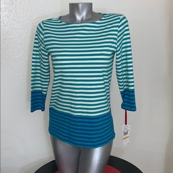 RUBY RD. MULTI STRIPED KNIT TOP - BRAND NEW, SIZE SMALL, STYLISH & COMFY! - Picture 2 of 5
